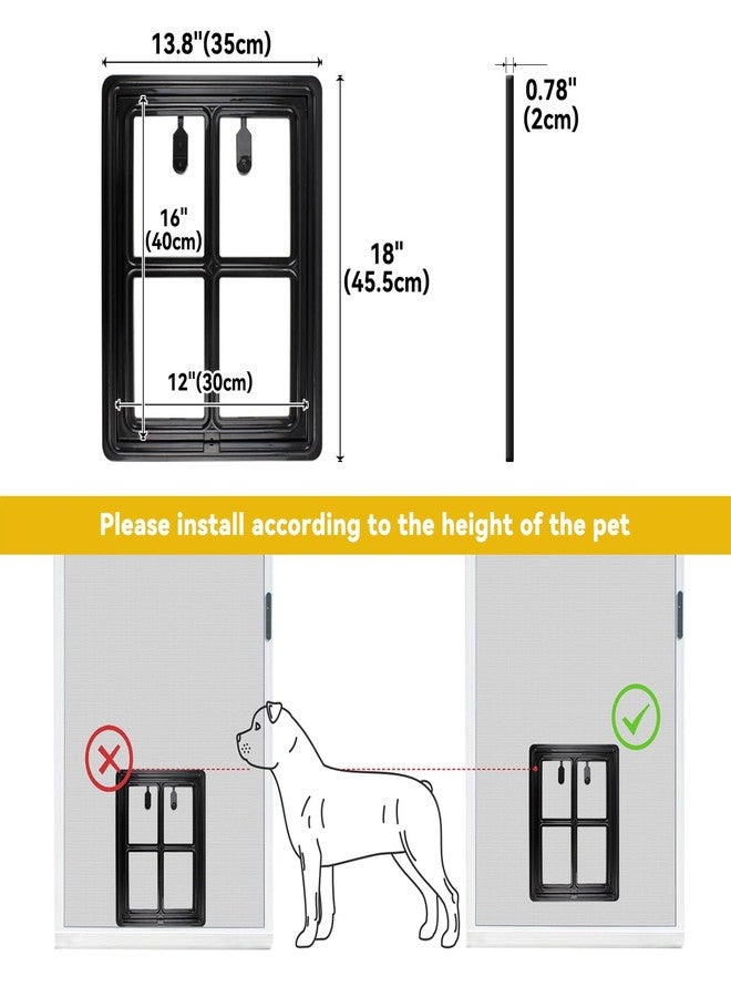 PETLESO Dog Screen Door for Sliding Doors, Inner 12"×16" Lockable Magnetic Self-Closing Flap Pet Passage for Medium to Large Dogs & Cats, Lightweight, Easy Install - Image 4